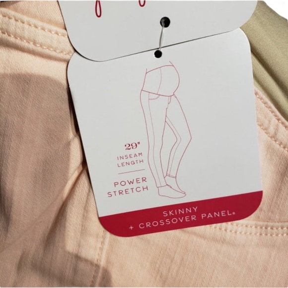 ✨NWT! Crossover panel maternity pale peach skinny jeans ✨ - Picture 2 of 4